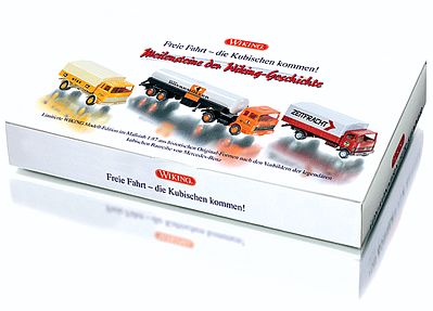 Wiking 99079 HO Scale Mercedes-Benz Cube-Shaped Cab Truck Set - Assembled -- 2 Low-Side Delivery & 1 Tanker Semi