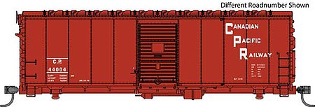 Walthers Mainline 910-1183 HO Scale 40' Association of American Railroads AAR Modernized 1948 Boxcar - Ready to Ru -- Canadian Pacific #44030 (Boxcar Red, Staggered Lettering)