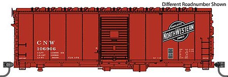 Walthers Mainline 910-1186 HO Scale 40' Association of American Railroads AAR Modernized 1948 Boxcar - Ready to Ru -- Chicago & North Western(TM) #106932 (Boxcar Red, black Employee Owned Logo)