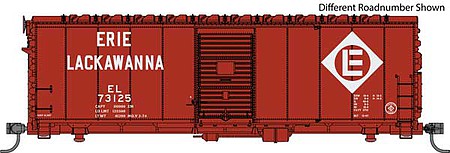 Walthers Mainline 910-1188 HO Scale 40' Association of American Railroads AAR Modernized 1948 Boxcar - Ready to Ru -- Erie-Lackawanna #73136 (Boxcar Red, Large Diamond Logo)