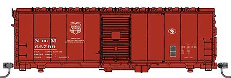 Walthers Mainline 910-1193 HO Scale 40' Association of American Railroads AAR Modernized 1948 Boxcar - Ready to Ru -- National Railways of Mexico NdeM #66799 (Boxcar Red, Small Shield Logo)