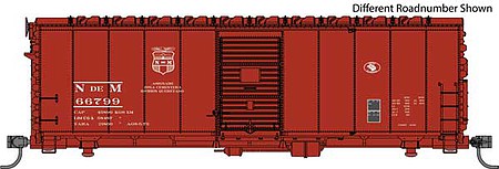 Walthers Mainline 910-1195 HO Scale 40' Association of American Railroads AAR Modernized 1948 Boxcar - Ready to Ru -- National Railways of Mexico NdeM #66830 (Boxcar Red, Small Shield Logo)