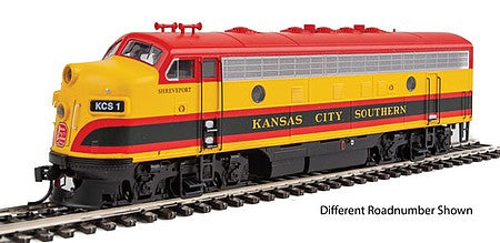 Walthers Mainline 910-19953 HO Scale EMD F7 A - ESU Sound and DCC -- Kansas City Southern #2 "Meridian" (Belle; yellow, red, Brunswick)