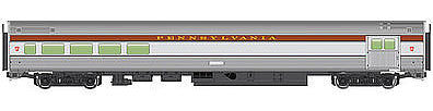 Walthers Mainline 30056 HO Scale 85' Budd Baggage-Lounge - Ready to Run -- Pennsylvania Railroad (silver, Tuscan)