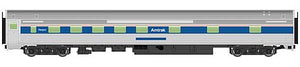 Walthers Mainline 30112 HO Scale 85' Budd 10-6 Sleeper - Ready to Run -- Amtrak(R) (Phase IV; silver, Wide Blue, Thin Red & White Stripes)