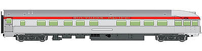 Walthers Mainline 30357 HO Scale 85' Budd Observation - Ready To Run -- Southern Pacific(TM) (silver, red)