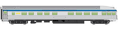 Walthers Mainline 30359 HO Scale 85' Budd Observation - Ready To Run -- Via Rail Canada (silver, blue, yellow)