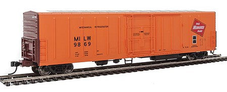 Walthers Mainline 910-3932 HO Scale 57' Mechanical Reefer - Ready to Run -- Milwaukee Road #9869 (orange, Boxcar Red, red)