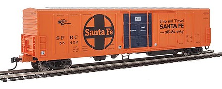 Walthers Mainline 910-3937 HO Scale 57' Mechanical Reefer - Ready to Run -- Santa Fe SFRC #55422 (orange, black, Large Logo, Ship and Travel Slogan)