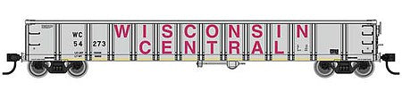 Walthers Mainline 910-6257 HO Scale 53' Railgon Gondola - Ready To Run -- Wisconsin Central #54273 (gray, maroon)