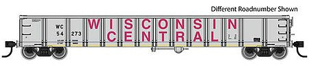 Walthers Mainline 910-6259 HO Scale 53' Railgon Gondola - Ready To Run -- Wisconsin Central #54129 (gray, maroon)