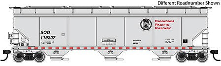 Walthers Mainline 910-7668 HO Scale 60' NSC 5150 3-Bay Covered Hopper - Ready to Run -- Canadian Pacific SOO #119264 (gray, red, black, Beaver Logo)