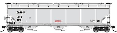 Walthers Mainline 910-7669 HO Scale 60' NSC 5150 3-Bay Covered Hopper - Ready to Run -- Illinois Cereal Mills Cargill ICMX #1010 (gray, black)