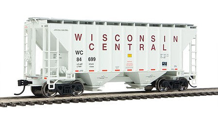 Walthers Mainline 910-7973 HO Scale 37' 2980 Cubic-Foot 2-Bay Covered Hopper - Ready to Run -- Wisconsin Central #84699