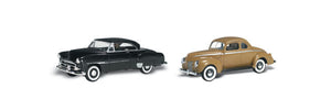 Woodland Scenics 5536 HO Autoscene Crusin' Coupes 1950's Chevy & 1940's Ford Cars w/Drivers