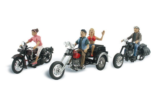 Woodland Scenics 5549 HO Autoscene Born to Ride 3 Motorcycles w/Figures