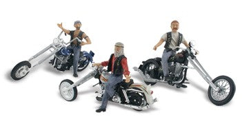 Woodland Scenics 5554 HO Autoscene Bad Boy Bikers 3 Riders on Choppers