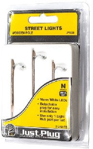 Woodland Scenics 5638 N Just Plug: Wooden-Type Pole Street Lights (3)