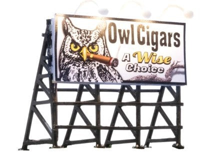 Woodland Scenics 5795 HO Just Plug: Wise Tobacco Co. Billboard (Owl Cigars, A Wise Choice)