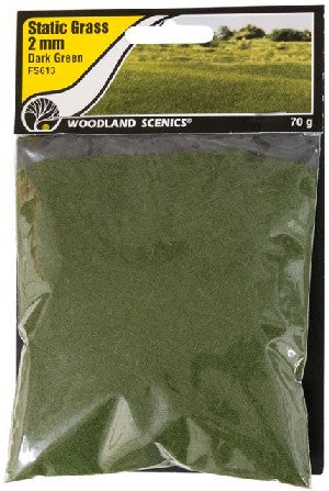 Woodland Scenics 613 Static Grass- Dark Green (2mm Bag)