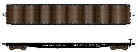 Wheels of Time 40119 HO Scale Napanee Industries 62' Plain-Deck Flatcar - Ready to Run -- Canadian Pacific 315084 (As-Delivered, 1967, black)