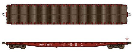 Wheels of Time 40127 HO Scale Pullman-Standard 62' Plain-Deck Flatcar - Ready to Run -- Milwaukee Road 60024 (1966 Renumbering, Boxcar Red, Small Logo)