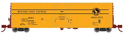 Wheels of Time 61043 N Scale PC&F 50' 70-Ton Insulated Plug-Door Boxcar w/10' Superior Door - Ready to Run -- Western Fruit Express/GN RBWX #64531 (yellow, Boxcar Red, black; Small Logo)