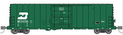 Wheels of Time 61051 N Scale PC&F 50' 70-Ton XLI Insulated Plug-Door Boxcar w/10' 6" Youngstown Door -- Burlington Northern #732700 (1990s Scheme, Cascade Green, white, Small Logo)