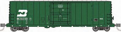 Wheels of Time 61055 N Scale PC&F 50' 70-Ton XLI Insulated Plug-Door Boxcar w/10' 6" Youngstown Door -- Burlington Northern #732748 (1990s Scheme, Cascade Green, white, Small Logo)