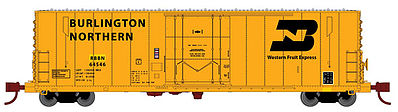 Wheels of Time 61081 N Scale PC&F 50' 70-Ton Insulated Plug-Door Boxcar w/10' Superior Door - Ready to Run -- Burlington Northern RBBN #64540 (yellow, black, Large BN/WFE Logo)