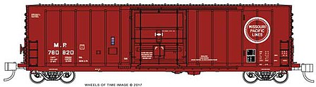 Wheels of Time 61139 N Scale Pacific Car & Foundry 70-Ton 50' Exterior-Post Insulated Boxcar - Ready to Run -- Missouri Pacific #780820 (Boxcar Red, white, Lines Buzz Saw Logo)