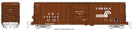 Wheels of Time 61176 N Scale Pacific Car & Foundry 70-Ton 50' Exterior-Post Insulated Boxcar - Ready to Run -- Conrail 360544 (Boxcar red, white)