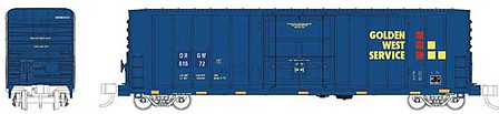 Wheels of Time 61192 N Scale Pacific Car & Foundry 70-Ton 50' Exterior-Post Insulated Boxcar - Ready to Run -- Denver & Rio Grande Western 61635 (blue, Golden West Service)