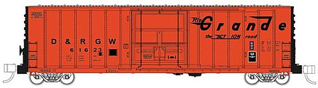 Wheels of Time 61204 N Scale Pacific Car & Foundry 70-Ton 50' Exterior-Post Insulated Boxcar - Ready to Run -- Denver & Rio Grande Western 61513 (orange, black, Action Road Flying Grande)