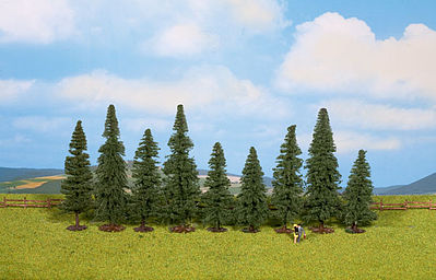 Walthers Scenemaster 949-1160 HO Scale Fir Trees pkg(9) -- 3-1/8 to 4-3/4"  8 to 12cm Tall w/Flat Base