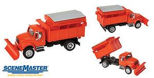 Walthers Scenemaster 11793 HO Scale International(R) 4900 Dump Truck w/Snowplow & Salt Spreader - Assembled -- Orange