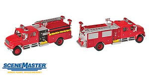 Walthers Scenemaster 11841 HO Scale International(R) 4900 Crew Cab Fire Engine - Assembled -- Red