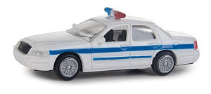 Walthers Scenemaster 949-12025 HO Scale Ford(R) Crown Victoria Police Interceptor -- Police, Sheriff & Highway Patrol Decals (white, Blue Stripe, Nonworking Lights