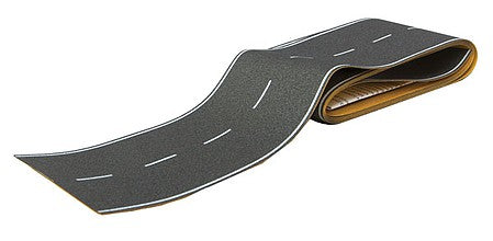 Walthers Scenemaster 1250 HO Scale Flexible Self-Adhesive Paved Roadway -- Vintage Highway (White Dashed Centerline, White Solid Edge Markings)