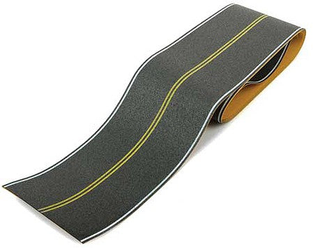Walthers Scenemaster 1252 HO Scale Flexible Self-Adhesive Paved Roadway -- Vintage and Modern No Passing Zone (Double Yellow Centerline, White Edge Marks