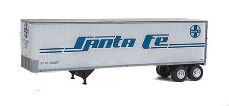 Walthers Scenemaster 2501 HO Scale 40' Trailmobile Trailer 2-Pack - Assembled -- Santa Fe (white, blue)