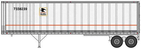 Walthers Scenemaster 949-2517 HO Scale 40' Trailmobile Trailer 2-Pack - Assembled -- US Postal Service (white, blue, red)