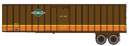 Walthers Scenemaster 2601 HO Scale Flexi-Van 40' Trailer 2-Pack - Assembled -- Illinois Central (diamond logo, US Mail, side doors)