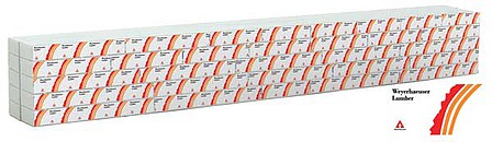 Walthers Scenemaster 3167 HO Scale Wrapped Lumber Load for WalthersMainline 72' Centerbeam Flatcar -- Weyerhauser Lumber (red, orange)