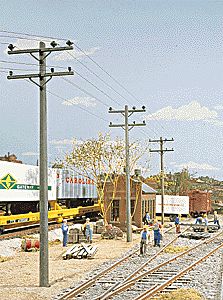 Walthers Scenemaster 4120 HO Scale Electric Utility Pole Set -- Kit pkg(24)
