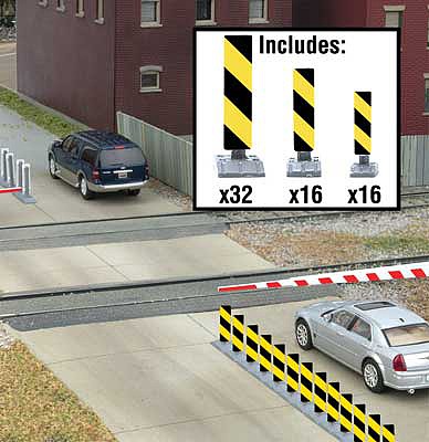 Walthers Scenemaster 4168 HO Scale Quiet Crossing Lane Markers -- Kit (yellow, black stripes)