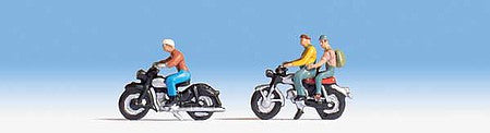 Walthers Scenemaster 6061 HO Scale Motorcyclists -- 3 Riders and 2 Bikes