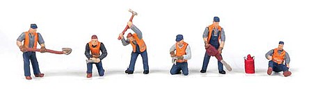 Walthers Scenemaster 6066 HO Scale Railroad Track Workers -- Set 1 pkg(6)
