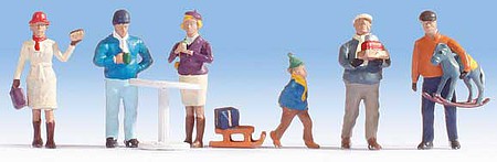 Walthers Scenemaster 6069 HO Scale Holiday Shoppers pkg(6) -- Wearing Winter Clothes