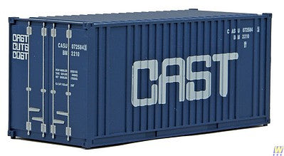 Walthers Scenemaster 8009 HO Scale 20' Corrugated Container with Flat Panel - Assembled -- CAST (blue, white)